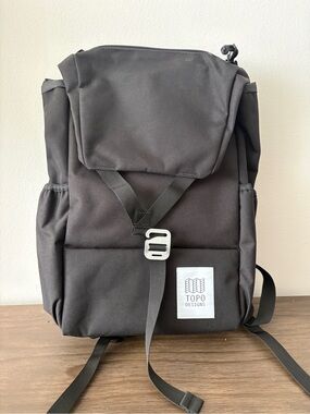 Topo Designs Black Backpack with Front Flap and Logo Patch